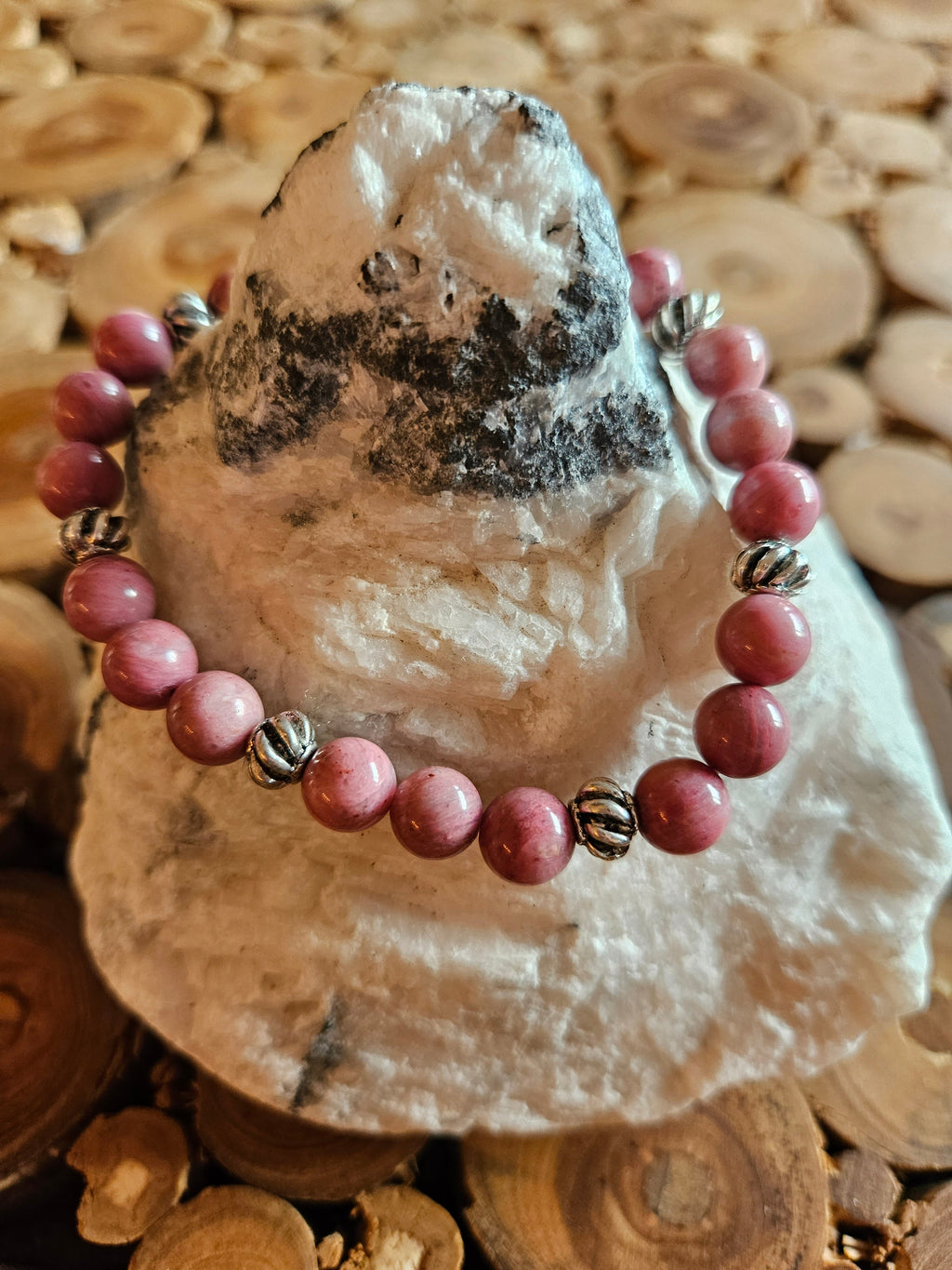 Rhodonit-Armband 6 mm und 8 mm