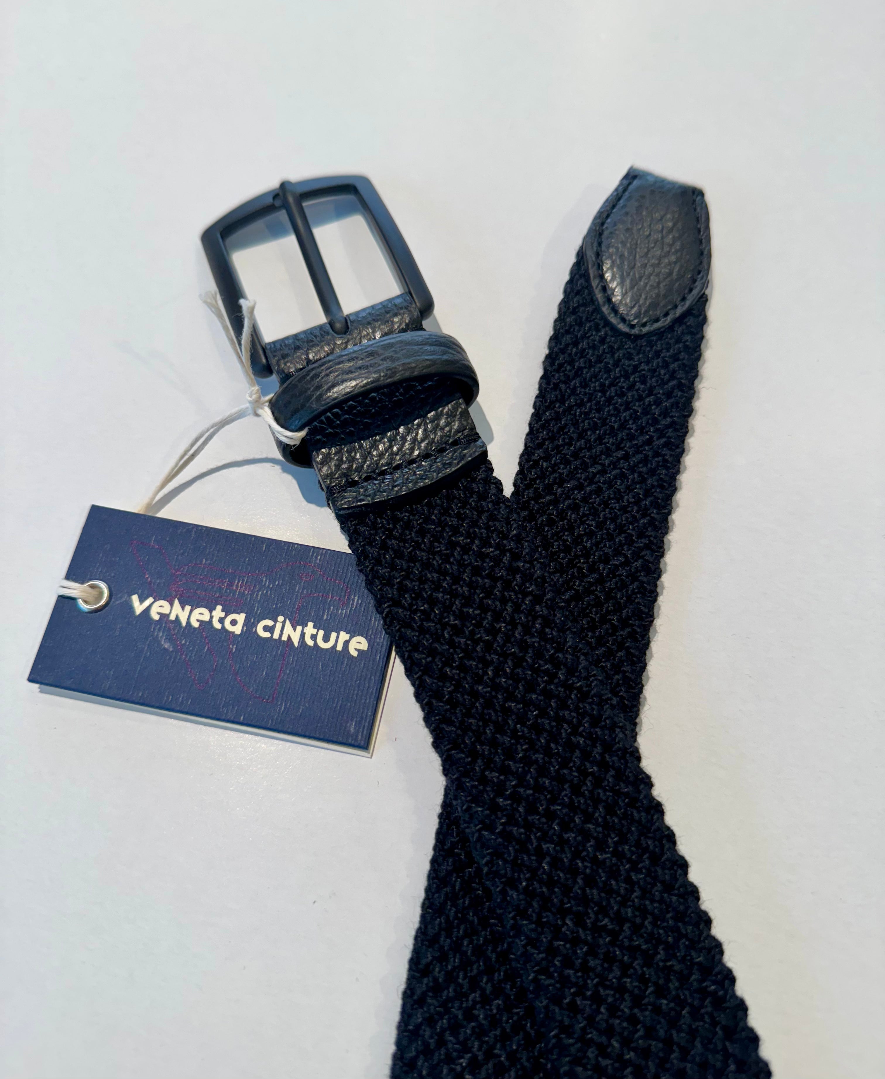Veneta Cinture: Elastic belt in wool with leather details