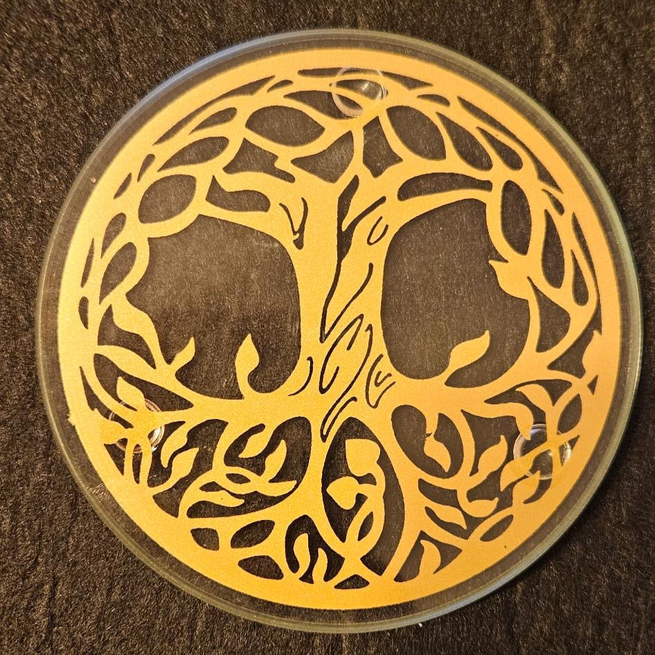 Glas-Untersetzer Lebensbaum gold Ø 9cm