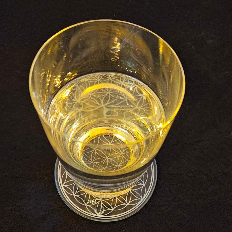 Glas-Untersetzer Blume des Lebens weiss Ø 9cm