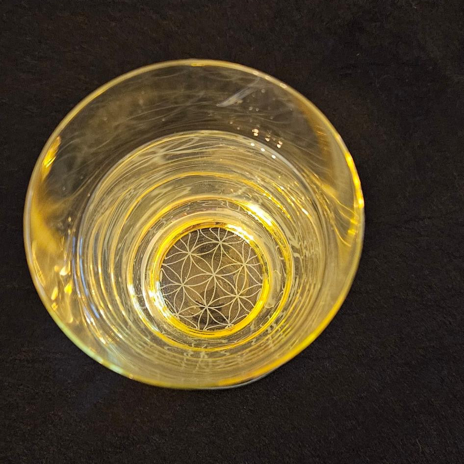 Glas-Untersetzer Blume des Lebens weiss Ø 9cm