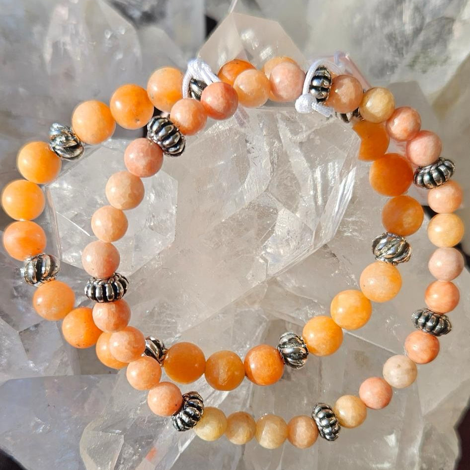 Orangencalzit-Armband 6mm und 8mm