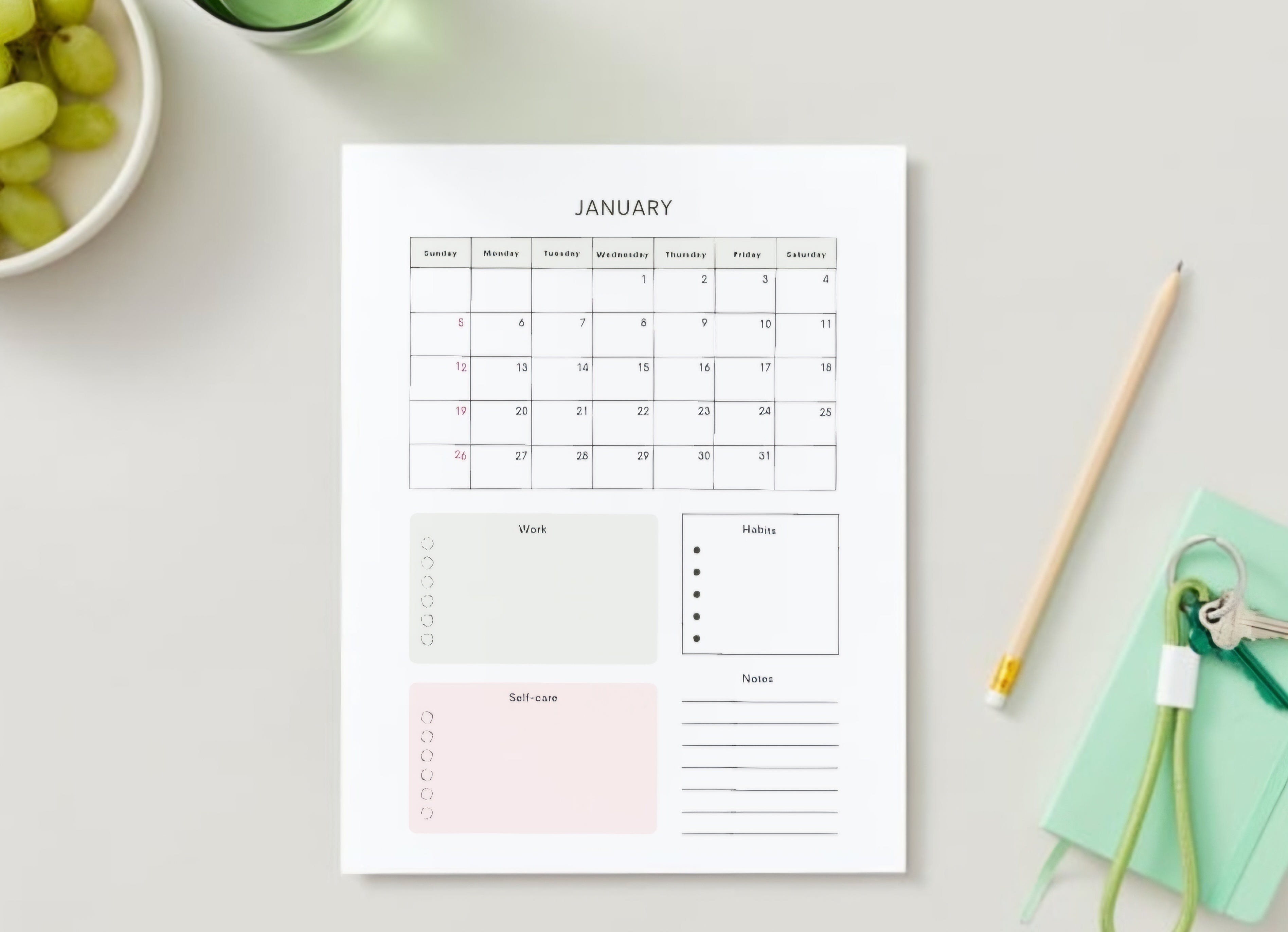 Plan It 2025 Pink and Grey Floral Planner - JAZ Body Essentials