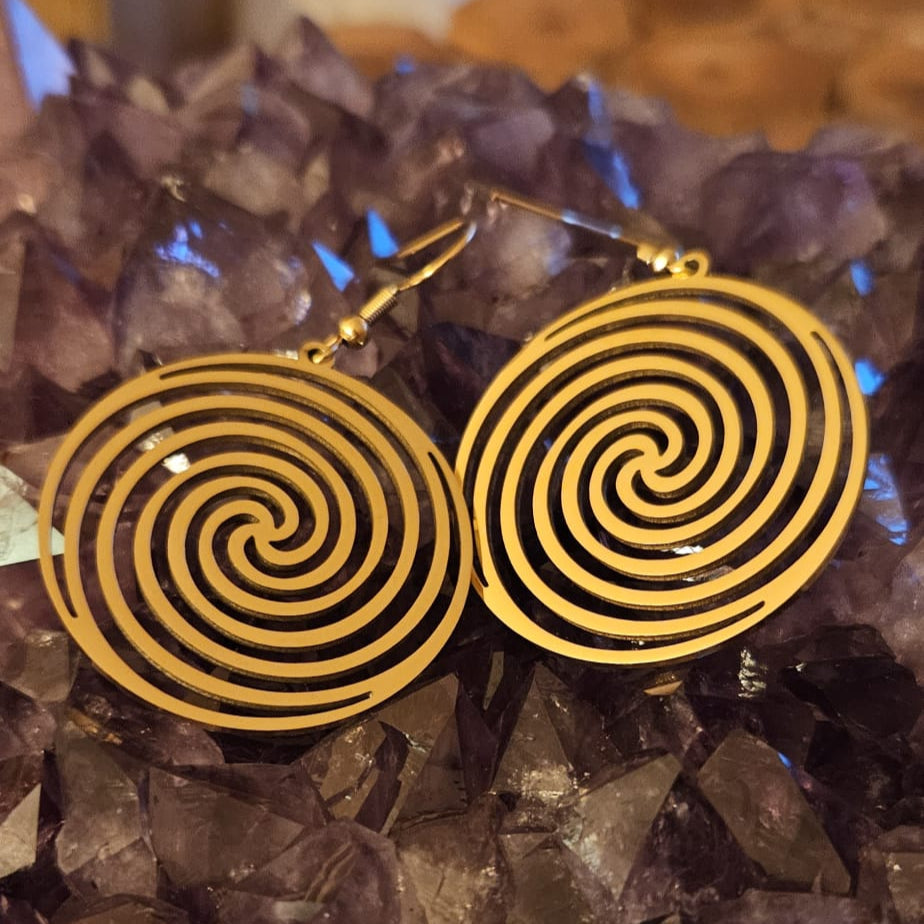 Spiral-Ohrringe Edelstahl Gold