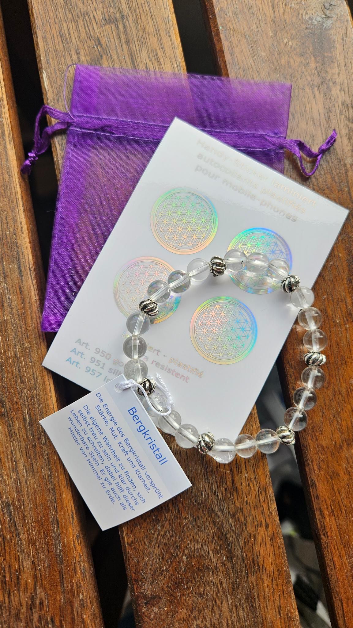 Bergkristall Geschenkset Armband Blume des Lebens Klarheit Energie Spirit Place Winterthur Schweiz