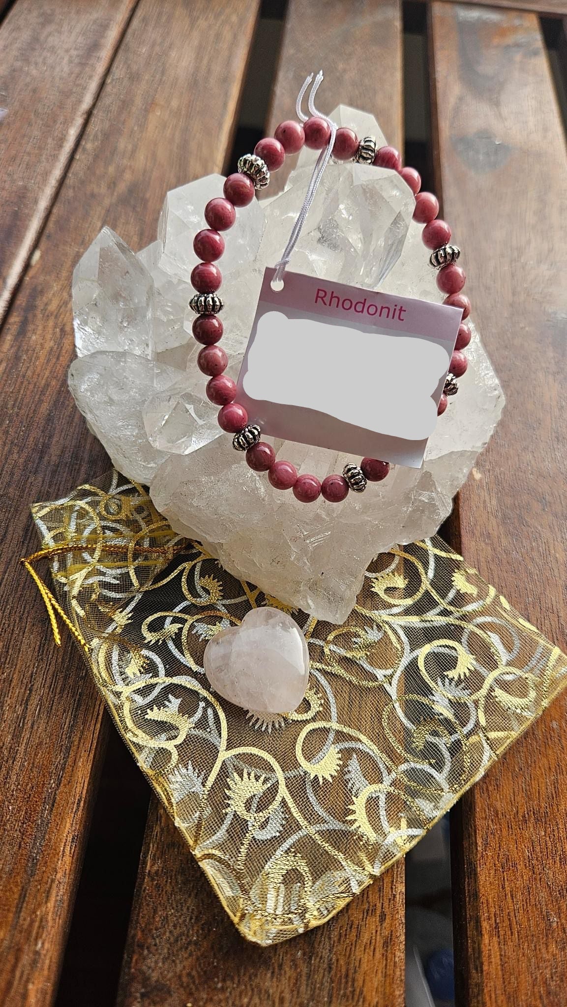 Rhodonit Rosenquarz Geschenkset Armband Herzstein Liebe Balance Spirit Place Winterthur Schweiz
