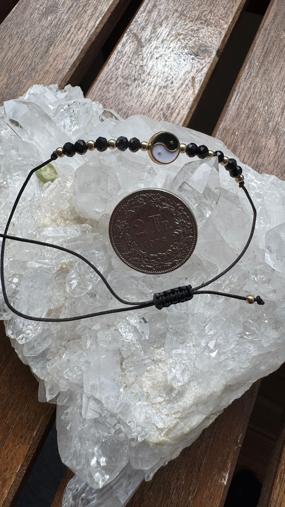 Yin Yang Armband Schwarz/Gold