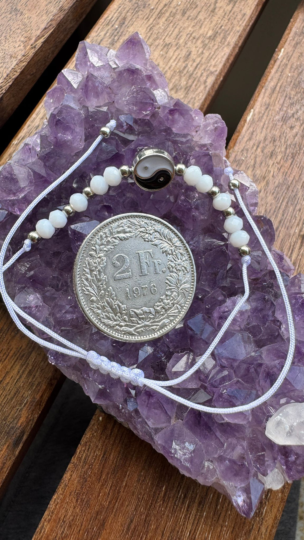 Yin Yang Armband Weiss/Silber