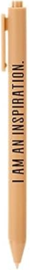 Pen with 'I AM AN INSPIRATION' text on a beige background