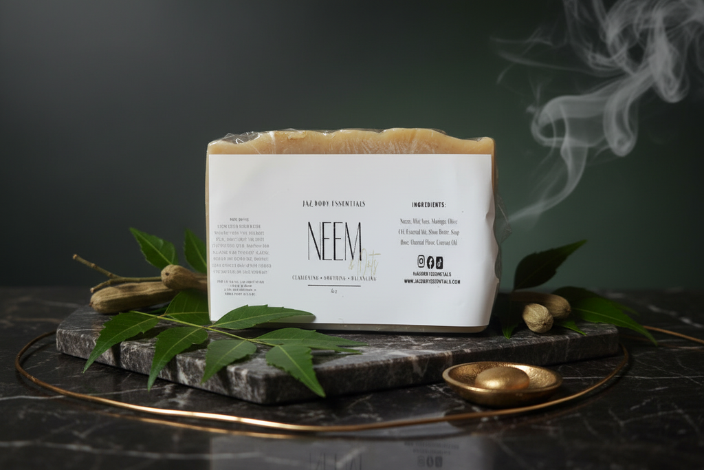 Handgemachte Seifenstück mit Neem und Hafer