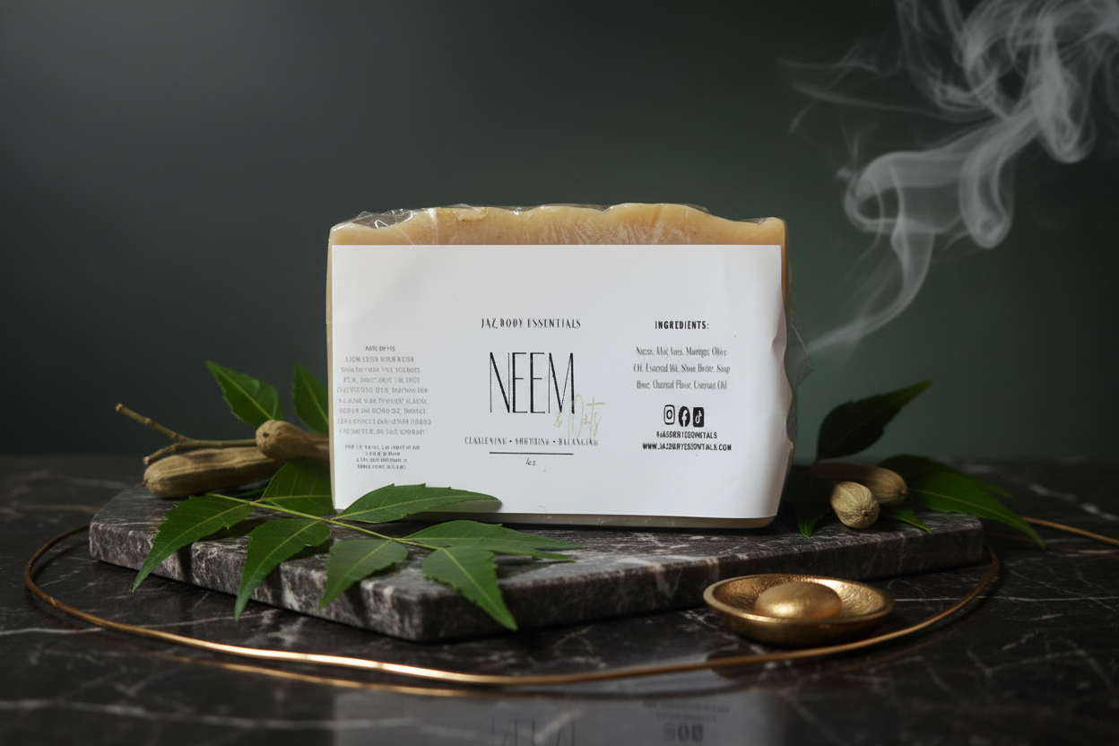 Handgemachte Seifenstück mit Neem und Hafer